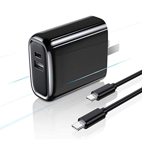AINOPE 30W USB C Power Adapter, [with C to C Cable] Dual Fast Charging Port USB C Wall Adapter with Foldable Plug Travel USB C Charger for Ipad Pro, iPhone 11/ Pro/Max/XS/Max/XR/X, Pixel, Galaxy