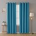 Produktbild Deconovo Vorhang mit Ösen für Wohnzimmer Oxford Thermovorhang Gardinen 290x140 cm Blau 2er Set