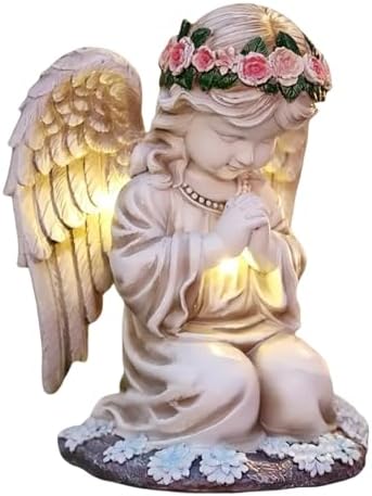 Solar Angel Garden Statue,Figurines Outdoor Decor,Outdoor Solar Statue with LED Lights for Yard,Patio,Lawn Art Decoration,Housewarming Gift (Praying Angel)