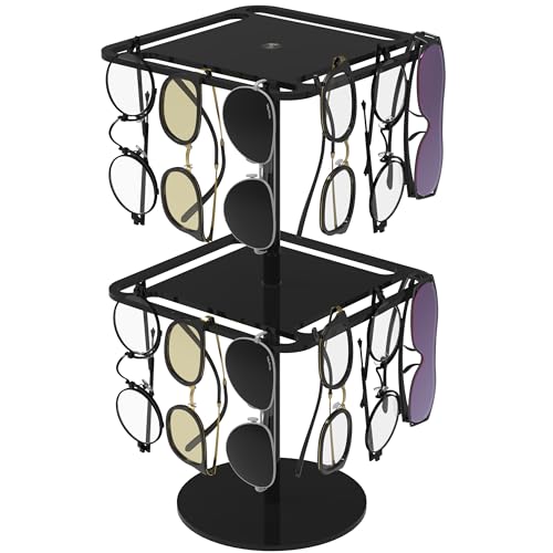 LoengMax 360° Rotating Acrylic Sunglasses & Eyeglasses Display Rack - Double-Tier Black Tabletop Organizer for Eyewear by LoengMax - Used condition - US$18.04
