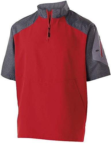 Image of Holloway Unisex Ultra-Lightweight Aero-TecO Raider Short-Sleeve Warm-Up Pullover-Carbon PRT /Blck