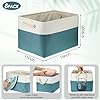 meekoo 8 Pack Collapsible Storage Bins Fabric Storage Bins Polyester Fabric Baskets with Handles Linen Closet Organizer for Shelf Home Closet Towels Toys(15 x 11 x 9.5 in,Cyan White) #1