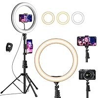 UPhitnis 12" Ring Light, Luce per Selfie, 63" Staffa Triangolare, Luce ad Anello LED da 3 modalit&agrave; di Illuminazione con 10 luminosit&agrave;, per Trucco, Fotografia, Youtube e Video Selfie
