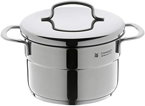 WMF Cookware Ø 14 cm Approx. 1,3L Mini Stackable Pouring Rim Metal Lid Cromargan® Stainless Steel Brushed Suitable for All Stove Tops Including Induction Dishwasher-Safe