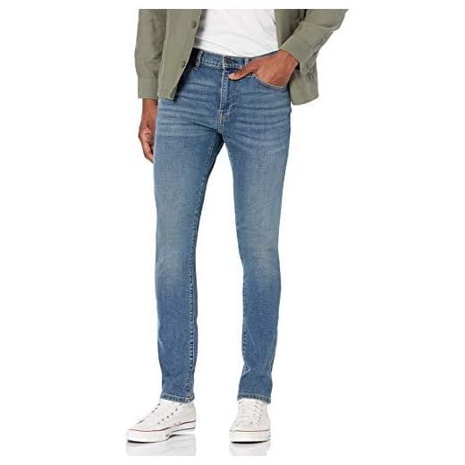Amazon Essentials Pantalón Vaquero Elástico de Ajuste Ceñido Hombre, Azul Medio Vintage, 36W / 32L