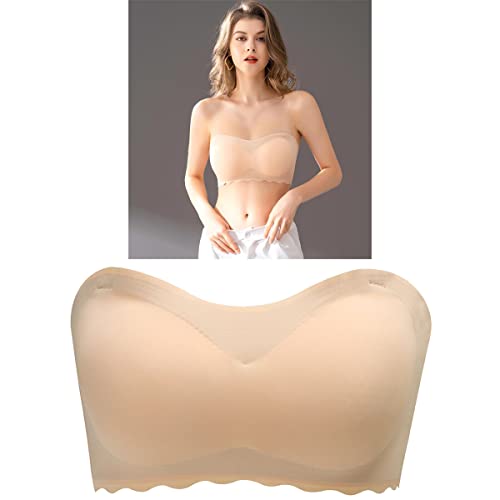 AAOCLO Strapless Invisible Push Up Bra,No Wire Lift Up Bra,Women'S Invisible Strapless Corset,Suitable for Any Occasion (Nude,7XL)