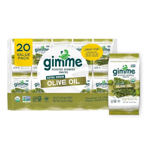 Gimme Seaweed Organic Seaweed Snack, Extra Virgin Olive Oil .17oz, 20 Count