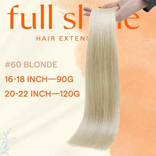 Image of Full Shine Genius Weft Hair Extensions Human Hair, Ash Blonde 18 Inch | 90g 4 PCS, Seamless Tape in Hair Extensions Human Hair, Hand Tied Weft, Flat Base, Smooth Movement, Bridal Hairstyles
