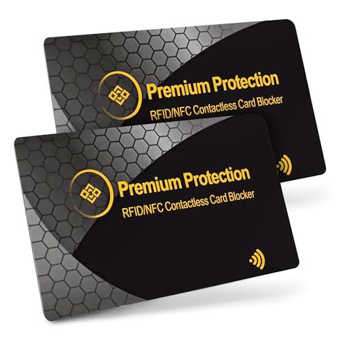 KF-Premium RFID Blocking Card (2 Pack) - Premium Slim Debit & Credit Card Protector for Travel & Passport - Anti Theft Contactless NFC Blocker - Wallet Defender for Men & Women - Gold