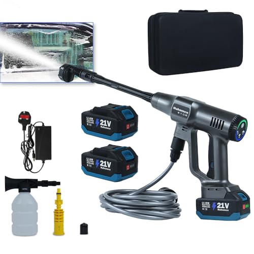 Huhomco Cordless Pressure Washer UK 200Bar/2900PSI Jethawk Battery Power Washer Portable with 2 Batteries, No Hose Needed Battery Operated for Car Cleaning&Garden Watering
