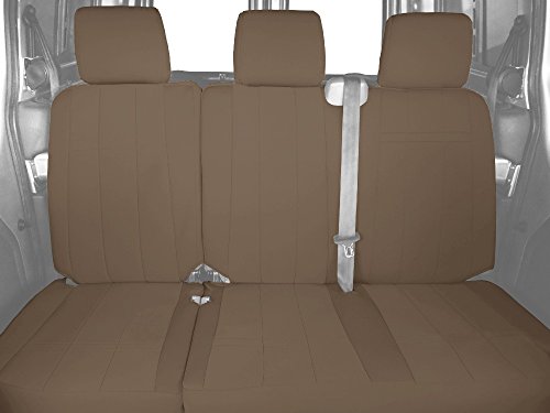 Rear 60/40 Split Bench Seats, CalTrend Neoprene Seat Covers for 2010-2013 Ford Transit Connect Beige Beige Insert and Trim