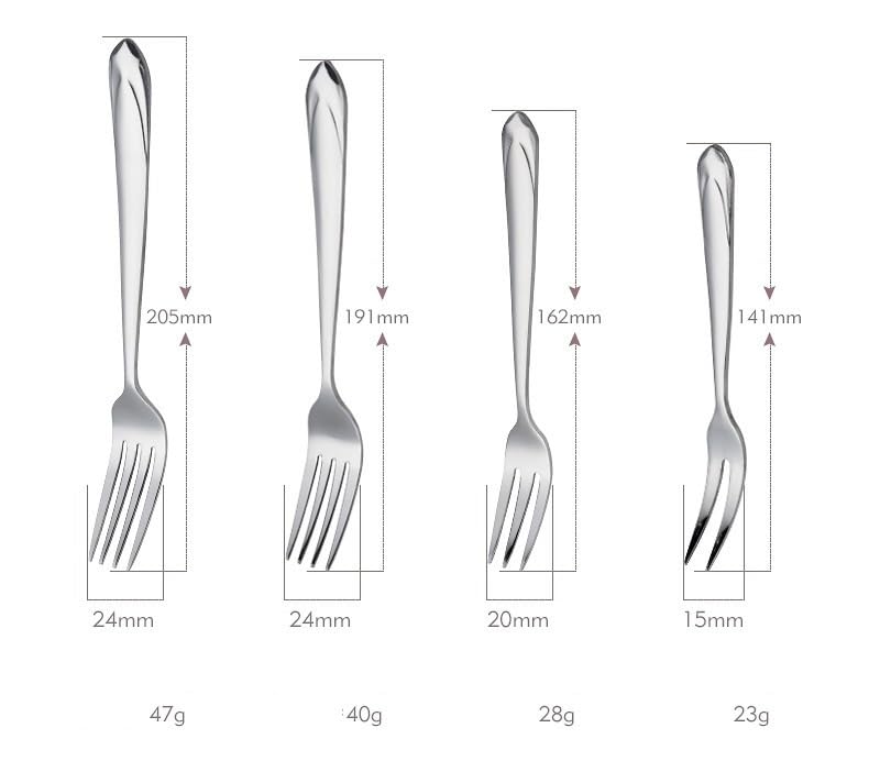 Zestaw sztućców ze srebra, widelec do steków, łyżeczka do deserów hotelowych, widelec do lodu, łyżka ze stali nierdzewnej, widelec.Silver-1Set