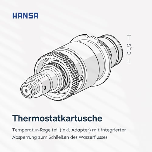 HANSA Thermostatkartusche I Temperatur Regelteil mit integrierter Absperrung & Schmutzfilter I Standard-Anschlussgröße G 1/2, Nennweite DN 15 | Kartusche Messing für Duschthermostat, Dusche Badarmatur