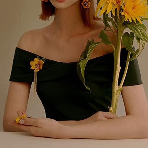 Brooch Ladies Fashion Elegant Jewelry Sunflower Folded Flower Long Tassel Brooch Luxury Wedding Banquet Brooch Jewelry Brooch pins,