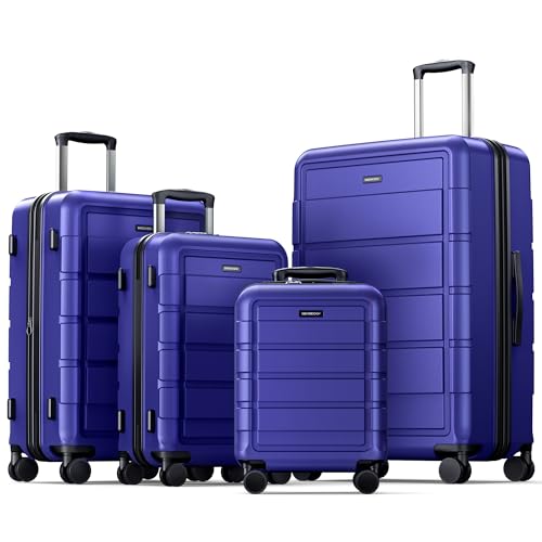 SHOWKOO Luggage Sets Expandable 100% PC Durable Suitcase Sets Double Wheels TSA Lock 4 Piece Luggage...