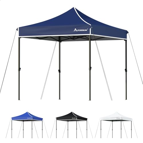 ALFORDSON Gazebo Marquee 3 x 3m High Adjustable with Pegs & Ropes, Canopy with 600D Fabric Roof & Carry Bag, Camping Shade with Steel Frame for Wedding Party Pavilion, Navy Blue
