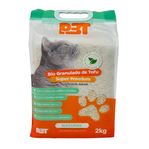 Areia Bio Granulado de Tofu Premium Natural P3T 2kg Controle de Odor Biodegradável