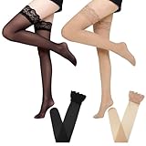 2PCS Shiny Thigh High Stockings, for Women, Silky Sheer Hold Ups with Anti-Slip Silicone Lace Top, Glossy Transparent Lingerie Stockings, Sexy Elegant Stay Up Hosiery for Parties, Costumes, Dresses - Image 7