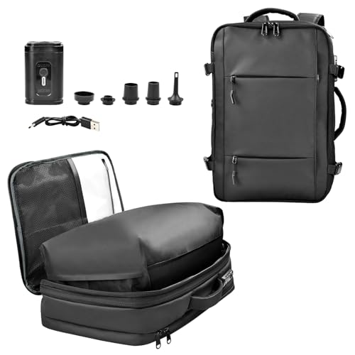 10% off - [travel inspira] 真空圧縮リュック 65L拡張可能 機内持ち込み対応 収納術の革命 防犯TSAロック&救助ホイッスル付き 防水 乾湿分離 パソコン収納（17.3インチ）