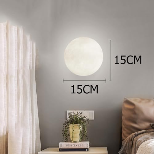 lampy ścienne do sypialni ściemniane LED księżyc przewodowe 3D drukowane okrągłe matowe światło kulowe do sypialni przy łóżku restauracji i salonu