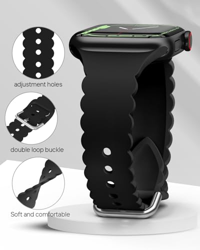 Image of Sunnywoo Lace Sport Silicone Band Compatible with Apple Watch 38mm 40mm 41mm 42mm 44mm 45mm 46mm 49mm for Women, Soft Wristband Waterproof Replacement for iWatch Series Ultra 10 9 8 SE 7 6 5 4 3 2 1