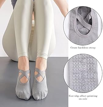 Yogasokken voor dames met handgrepen, antislip