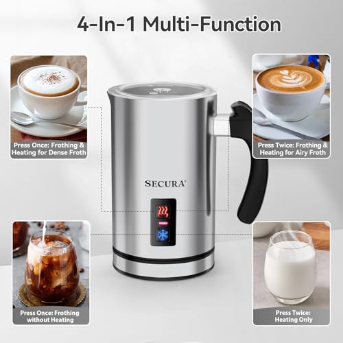 image for Secura Electric Milk Frother, Automatic Milk Steamer Warm or Cold Foam