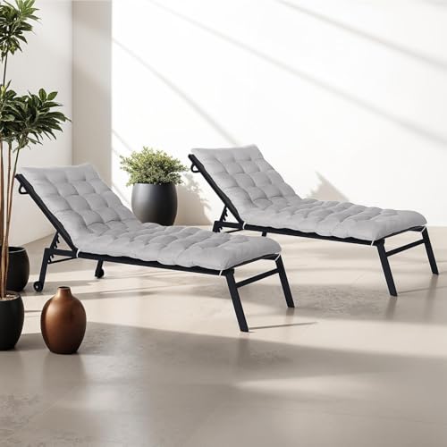 Coussin transat 180 cm matelassé 8 cm gris IDMarket