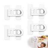 KOHVAN 4er Set Kindersicherung Schrank- Baby Sicherheitsschloss Weiß - Fenstersicherung Kinder, WC Schloss, Kühlschranksicherung & Schubladensicherung für Kleinkinder - Ohne Bohren Kleben