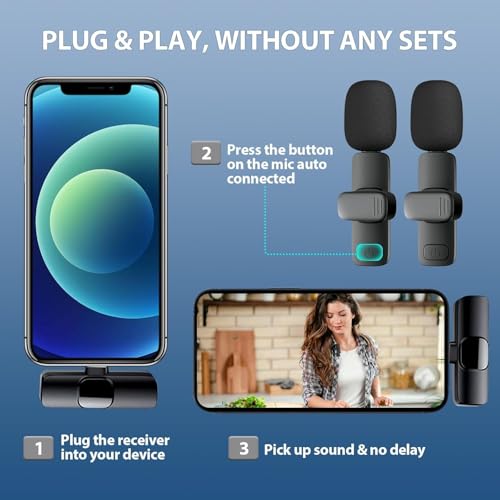 Image of Dual Channel Wireless Microphone for Smartphone | Noise Cancellation Clip Mic with Receiver for Interviews, Vlogging, YouTube, Reels & Live Streaming (K9-Mic)