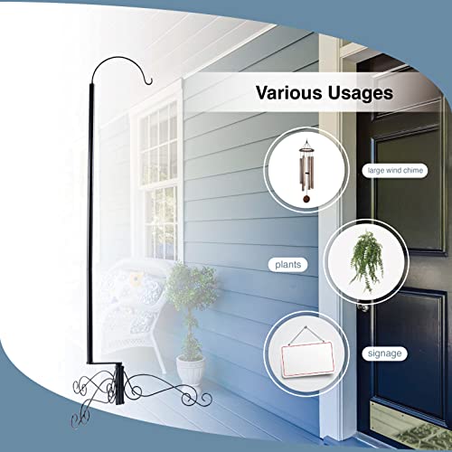 image for HOHIYA 59 Inch Wind Chime Stand Shepherd Hook for Large Windchimes Hum