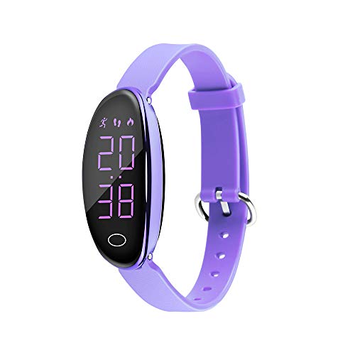 iGANK Pedometer Watch Simple Fitness Tracker Walking Pedometers Step Counter Calorie Counter for Women Kids,No App Required (Purple)