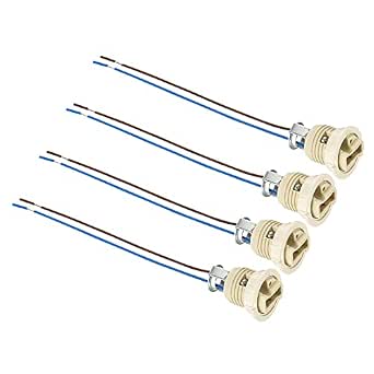 PATIKIL G9 Light Base Socket Kit – Ceramic Lamp Holder, 10-Inch Lead Wire, 250V 2A, With Socket Ring Removal Tool, 4 Sets