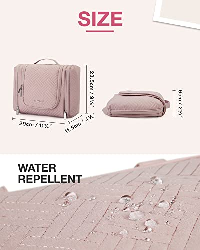 Image of Toiletry Bag, BAGSMART Travel Toiletry Organizer with hanging hook, Water-resistant Cosmetic Makeup Bag Travel Organizer for Shampoo, Full Sized Container, Toiletries, Baby Pink,