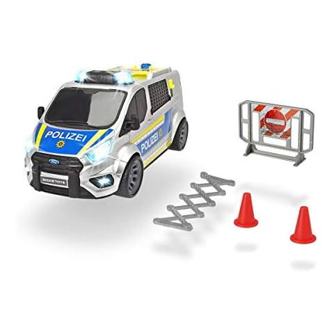 Dickie Toys 203715013 Ford Transit, Police Car, Tailgate and Side Opening, Rear Door with Suspension, Accessories, Light & Sound, Includes Batteries, 28 cm, from 3 Years, Multicoloured Cover