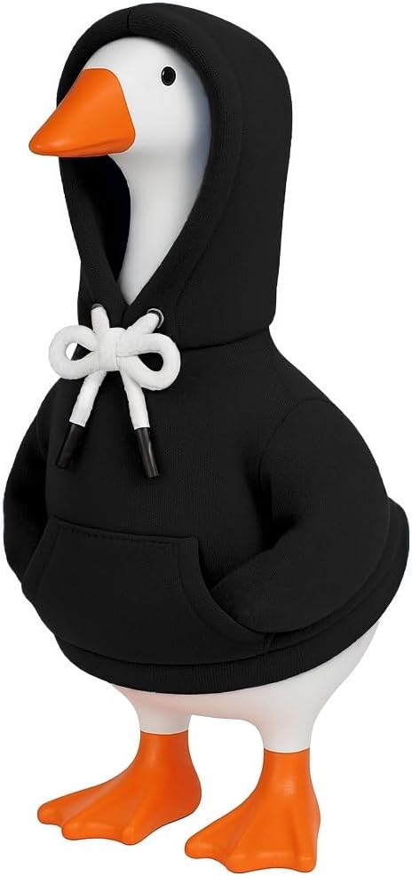 Desk Goose Outfits 7 Inches,Mini Desk Goose Accessories Hoodies Clothes Tabletop Porch Goose Costume,Christmas New Year Gifts for Women (Black)