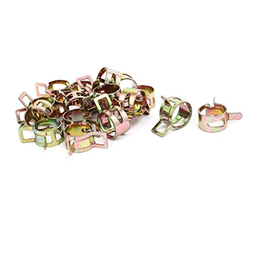 Aexit 18mm Inner Clamps Dia Yellow Zinc Plated Water Pipe Fuel Line Hose Clamps Strap Clamps Clips 20pcs