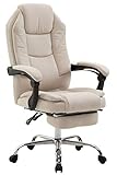 Silla De Oficina Castle En Tela I Silla Ejecutiva Reposapiés Extraíble & Respaldo Reclinable I Silla De Escritorio Ergonómica I Color:, Color:Crema