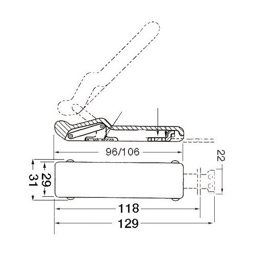 Osculati Hebelverschluß aus thermoelastischem Gummi 96x29mm