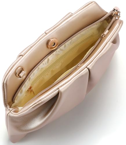 Image of Women Clutch Bag Dressy Formal Handbag Pleated PU Clutch Purse Detachable Chain