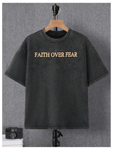 Boy's Letter Graphic Tees Short Sleeve Crew Neck Washed Casual T-Shirt2