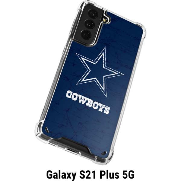Skinit Clear Phone Case Compatible with Galaxy S21 Plus 5G - Officially Licensed NFL Dallas Cowboys Distressed Design
