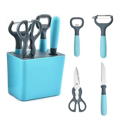 Birudmart 4 Pcs Kitchen Tool Set Scissor, Peeler, Opener, Knife Vegetable and Fruit Tools Professional Cooking Silicone Kitchen Tool Use Hotel Wedding Restaurant Home