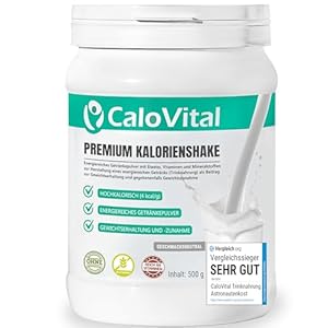 CaloVital Drinkvoeding, hoge calorieën voor gewichtstoename, koolhydraten en eiwitten als calorieshake, hoge dosering met veel vitaminen, premium kwaliteit uit Duitsland (smaakneutraal 500 g)