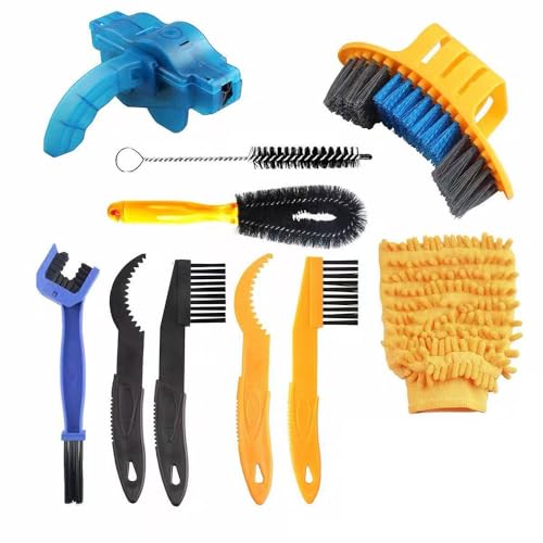 HPAMR 10pcs Bike Chain Cleaner, Precision Bicycle Cleaning Brush Tool, Bikes Cleaning Kit, Bikes Chain Cleaner Brush Suitable for Mountain, Road, City, Hybrid,BMX Bike and Folding Bike