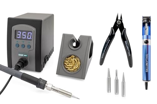 QUICK 969B+ digitale LED Industrie-Handlötstation 70W ESD Schutz 100°-480°C regelbar, geringe Aufheiz-Zeit (39s auf 350°C), 3 Fest-Temperatur-Speicher, kalibrierbar, 5 teiliges Zubehör-Set
