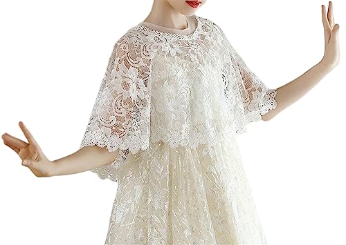 Girls Lace Flower Girl Bolero Shrugs Shawl Wrap Kids Spring Summer Dress Cover Up3