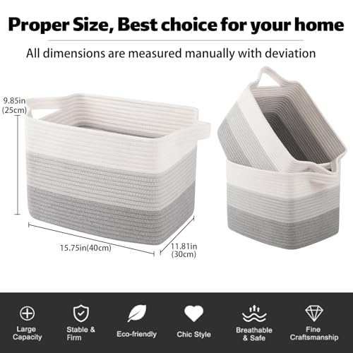 Image of OIAHOMY 30L Storage Basket Large Blanket Basket Living Room Gray 3-Pack