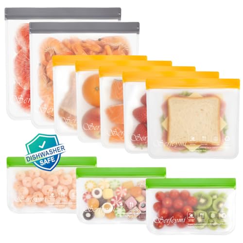 10 Pack Reusable Freezer Dishwasher Safe, BPA Free, Food Storage Bags