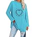 Xmiral Magliette Oversize da Donna a Maniche Lunghe con Cuore Allentato, Tunica Girocollo Casual, Camicetta Morbida Camicia da Notte Davanti (S,Cielo Blu)